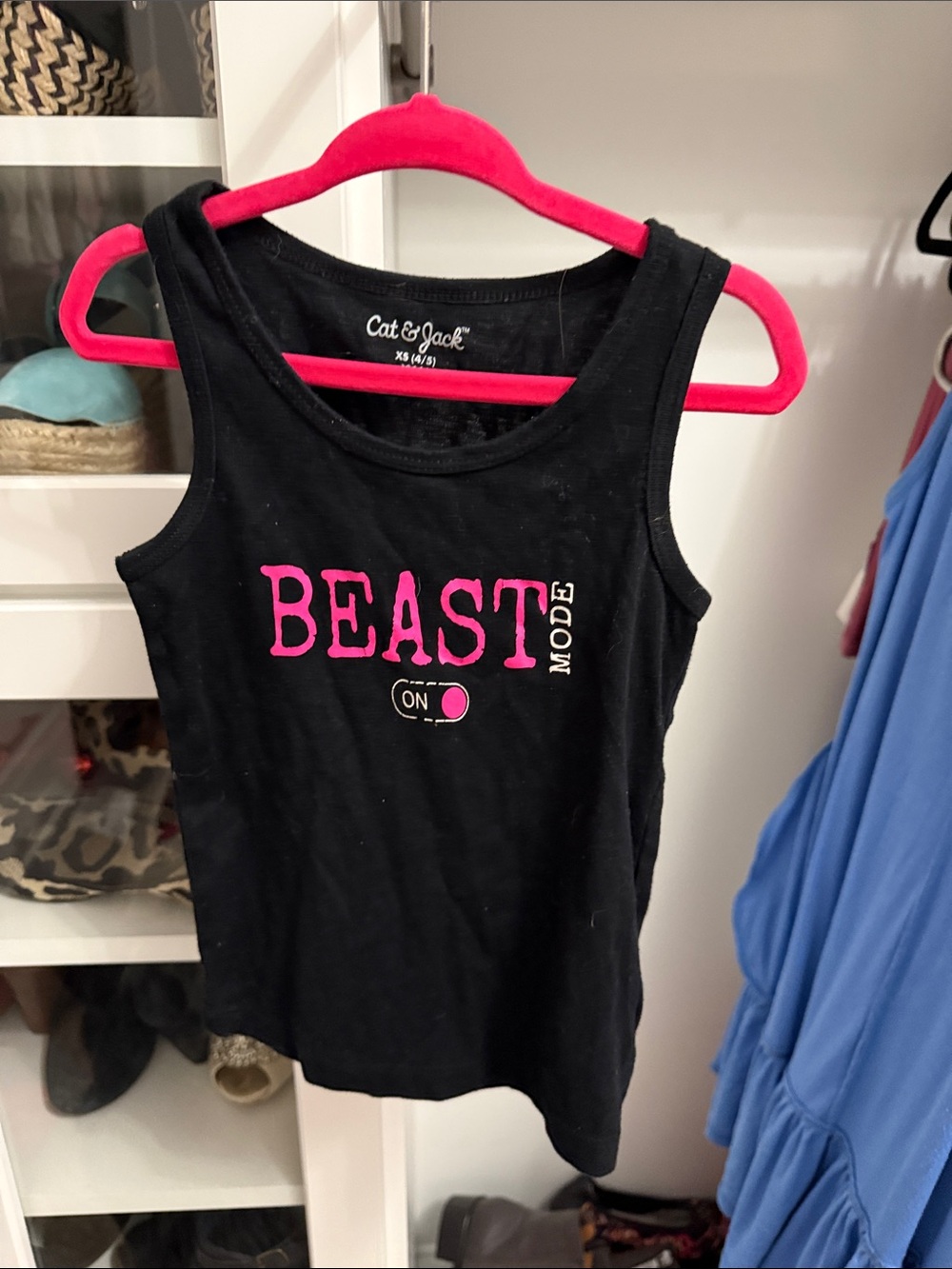 Cat & Jack Black Tank Top with Pink BEAST MODE Graphic